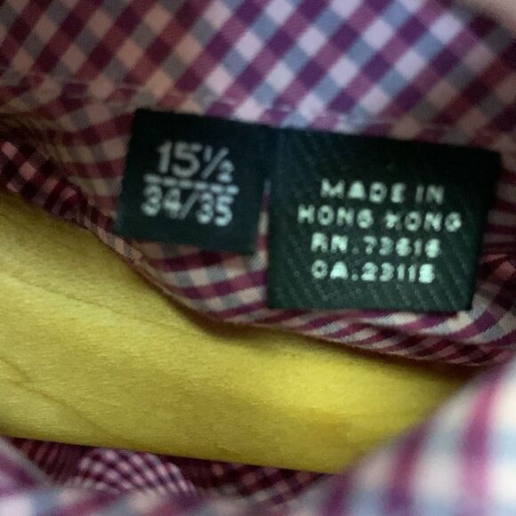 Boss Hugo Boss Pink Blue Check Long Sleeve Button Down Shirt Size 15.5/34-35 - Picture 7 of 10